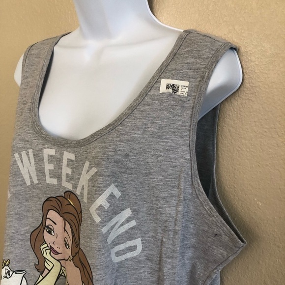 Disney Women’s Bell Graphic Print My Weekend Is Booked Cotton Tank Top Size 2XL - Picture 2 of 9